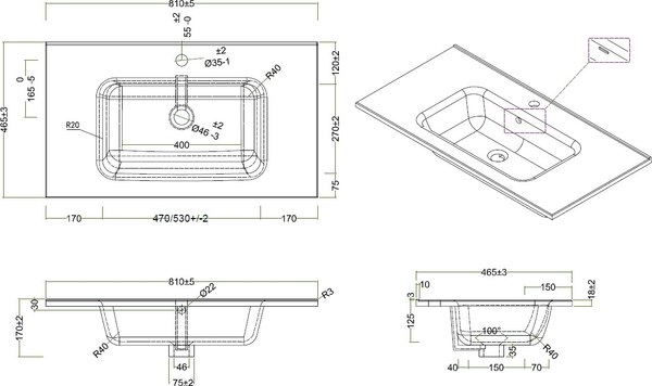 Изображение товара Тумба с умывальником BelBagno Etna-800-2C-SO-WO-P + BB800ETL
