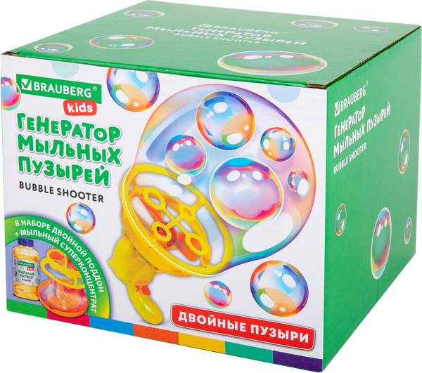 Изображение товара Генератор мыльных пузырей детский Brauberg Двойные пузыри / 665151 (250мл)