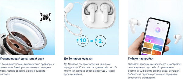 Изображение товара Беспроводные наушники Anker SoundCore TWS R50i A3949 WT / SDC-A3949G22-WT (белый)
