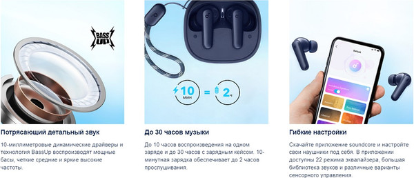 Изображение товара Беспроводные наушники Anker SoundCore TWS R50i A3949 BL / SDC-A3949G32-BL (синий)