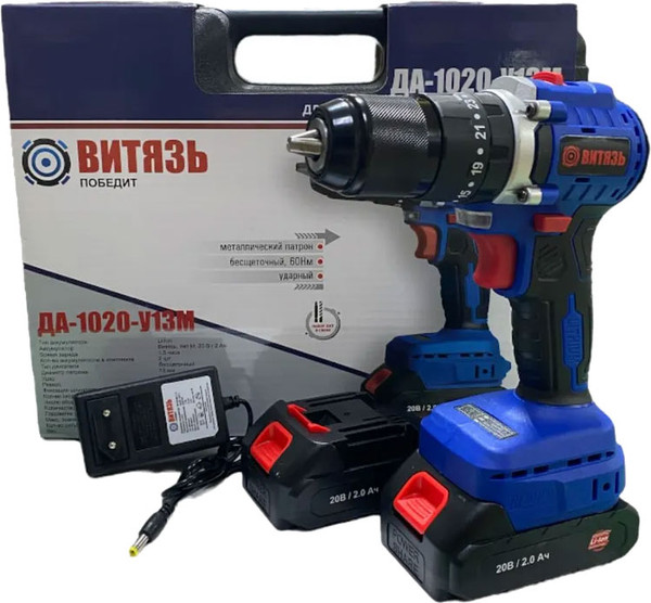 Изображение товара Аккумуляторная дрель-шуруповерт ВИТЯЗЬ ДА-1020-У13М