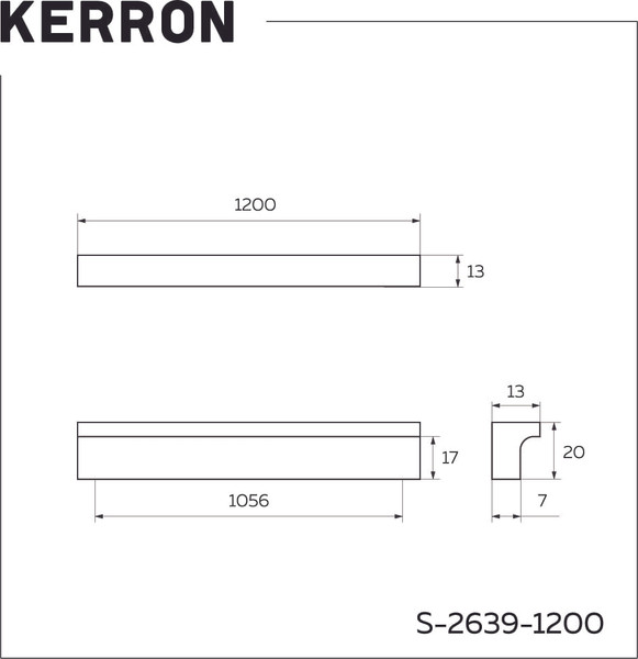 Изображение товара Ручка для мебели Kerron S-2639-1200 BL (матовый черный)