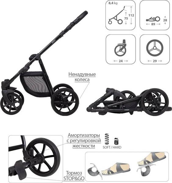 Изображение товара Детская универсальная коляска Kitelli Areo Pro 2 в 1 (03/рама черная)