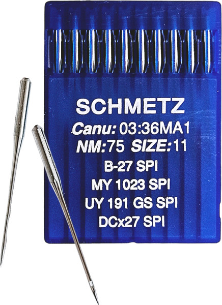 Изображение товара Набор игл для промышленной швейной машины Schmetz DCx27 75 SPI Sch-10 (10шт, для шелка)