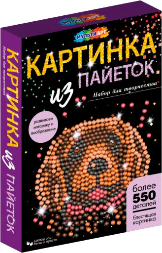 Изображение товара Набор для творчества MultiArt Картина пайетками Собака / SEQPIC-DOG2-110703