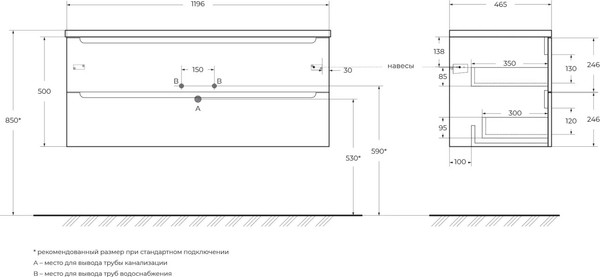 Изображение товара Тумба с умывальником BelBagno Etna-1200-2C-SO-BL-P + BB1200ETL