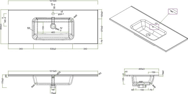 Изображение товара Тумба с умывальником BelBagno KRAFT-1200-2C-SO-RT + BB1200ETL