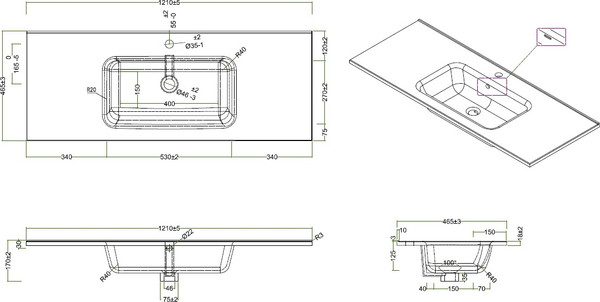 Изображение товара Тумба с умывальником BelBagno Etna-1200-2C-SO-RN-P + BB1200ETL