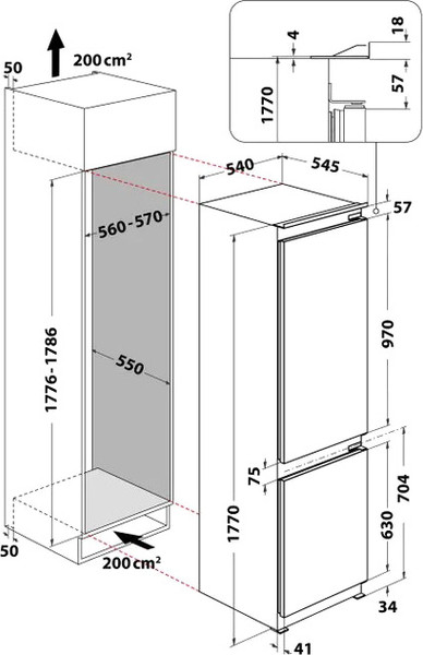 Изображение товара Встраиваемый холодильник Whirlpool ART 66102