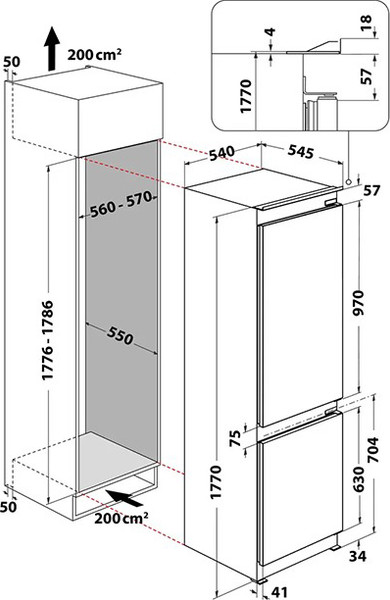 Изображение товара Встраиваемый холодильник Whirlpool WHC18 T132
