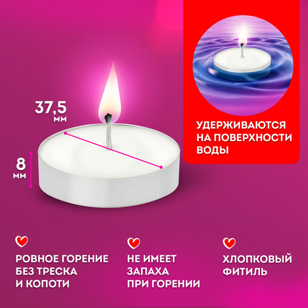 Изображение товара Набор свечей Laima Standard чайные / 609197 (50шт)