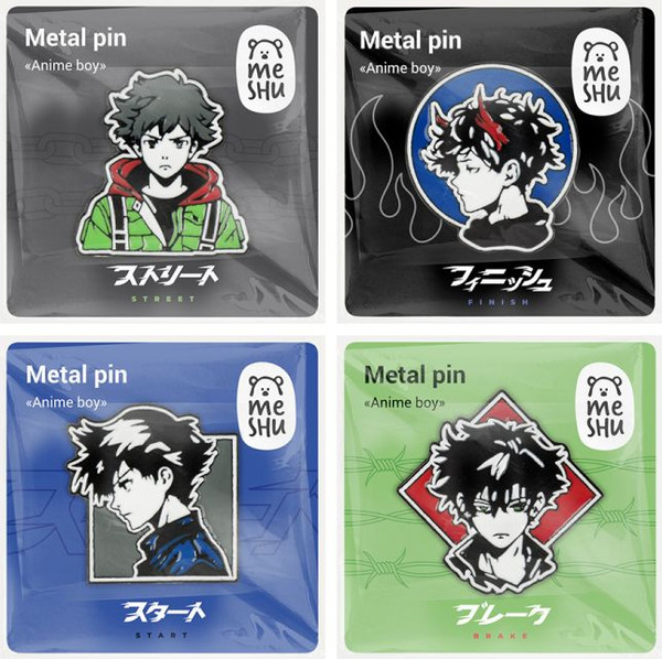 Изображение товара Набор значков Meshu Anime boys / MS_60353 (4шт)