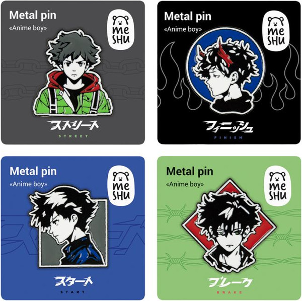 Изображение товара Набор значков Meshu Anime boys / MS_60353 (4шт)