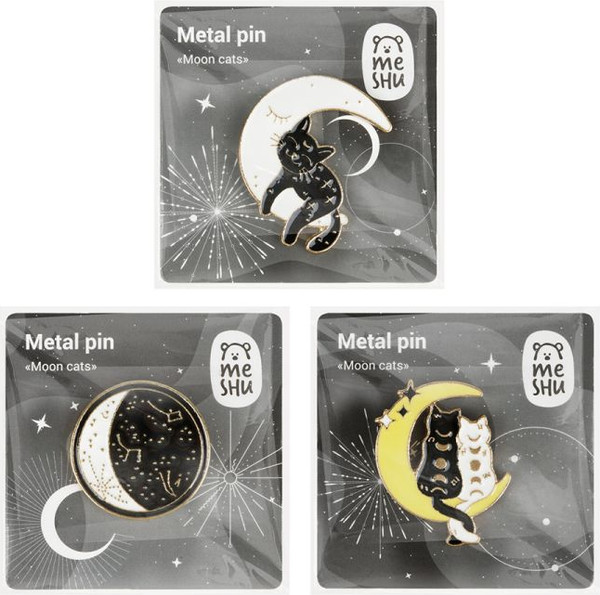 Изображение товара Набор значков Meshu Moon cats / MS_60347 (3шт)