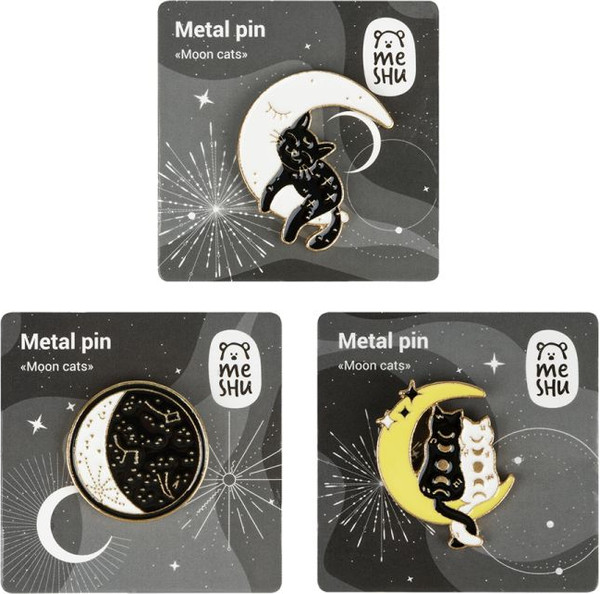 Изображение товара Набор значков Meshu Moon cats / MS_60347 (3шт)