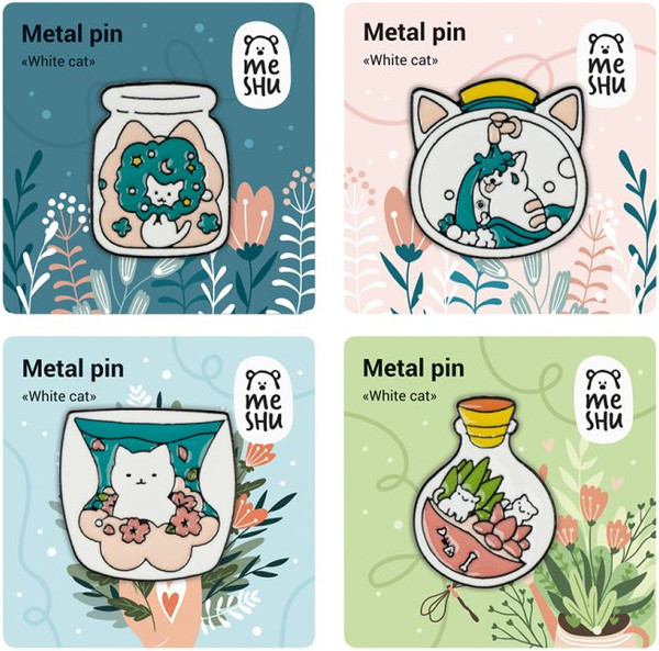 Изображение товара Набор значков Meshu White cats / MS_60350 (4шт)