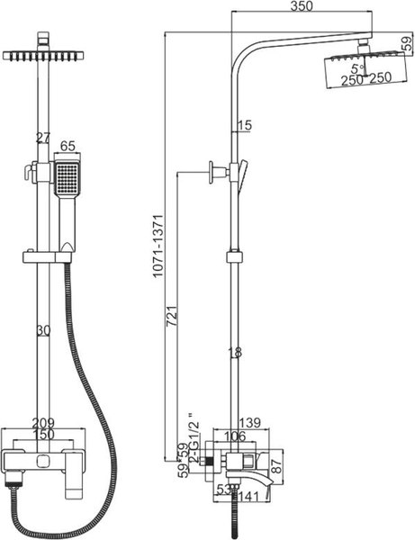 Изображение товара Душевая система со смесителем Ledeme L72417B-1