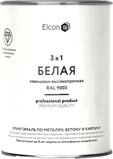 Изображение товара Грунт-эмаль Elcon По ржавчине 3в1 (800г, глянцевый белый)