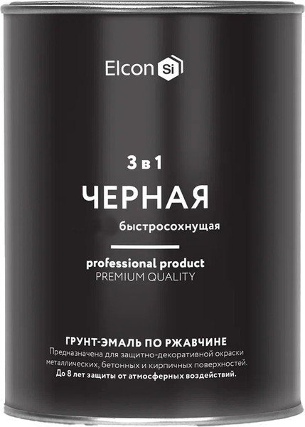 Изображение товара Грунт-эмаль Elcon По ржавчине 3в1 (800г, глянцевый черный)