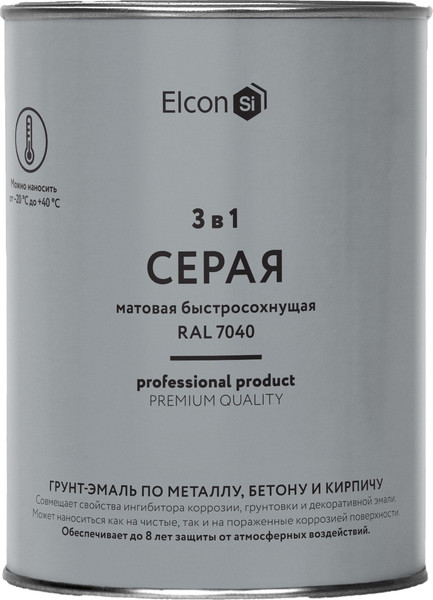 Изображение товара Грунт-эмаль Elcon По ржавчине 3в1 (800г, матовый серый)