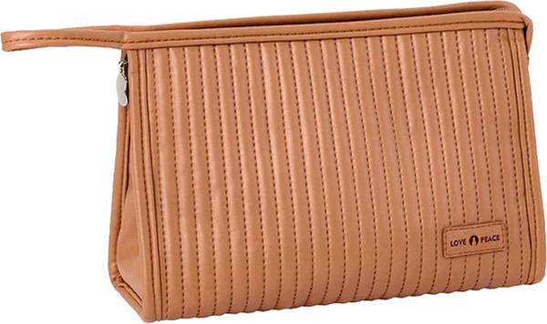 Изображение товара Косметичка Kristaller Love Peace Rectangular стеганая / 25012 (светло-коричневый)
