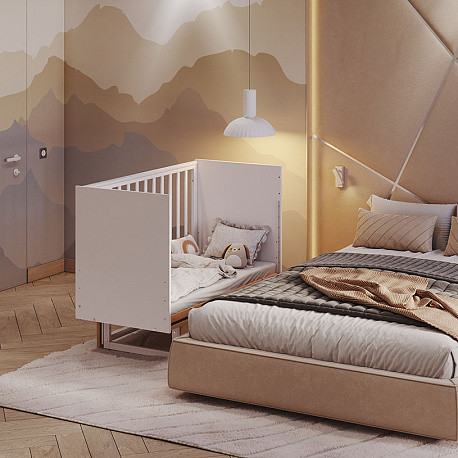 Изображение товара Детская кроватка Polini Kids Simple 342 с маятником / 0003168-17 (белый/натуральный)