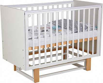 Изображение товара Детская кроватка Polini Kids Simple 342 с маятником / 0003168-17 (белый/натуральный)