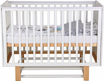 Изображение товара Детская кроватка Polini Kids Simple 342 с маятником / 0003168-17 (белый/натуральный)