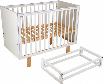 Изображение товара Детская кроватка Polini Kids Simple 342 с маятником / 0003168-17 (белый/натуральный)