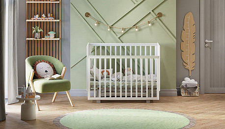 Изображение товара Детская кроватка Polini Kids Simple 342 с маятником / 0003168-16 (белый/серый)