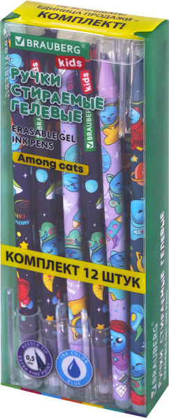 Изображение товара Набор гелевых ручек Brauberg Kids Among Cats / 144099 (12шт)