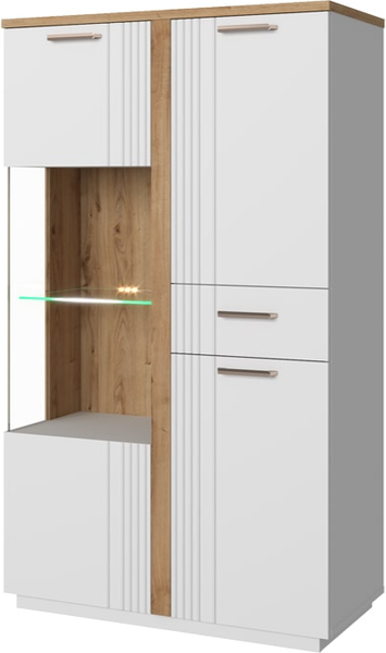Изображение товара Шкаф с витриной Anrex Mateo 1V2D1S P (белый/дуб наварра)