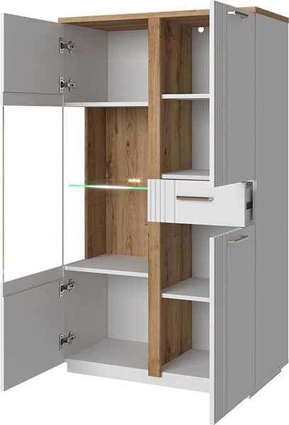 Изображение товара Шкаф с витриной Anrex Mateo 1V2D1S P (белый/дуб наварра)