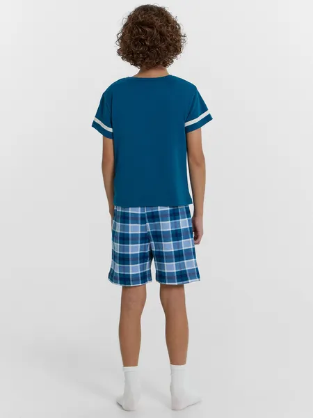 Изображение товара Пижама детская Mark Formelle 563322-1 (р.98-52, сине-бирюзовый/сине-бирюзовая клетка)
