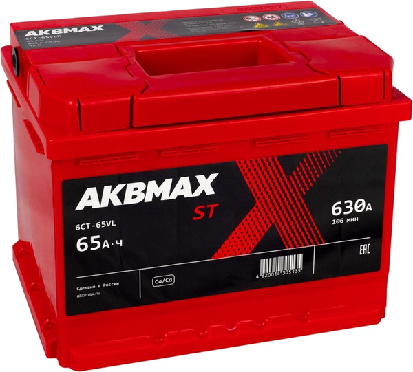Изображение товара Автомобильный аккумулятор AKBMAX L ST 65L L2 (65 А/ч)