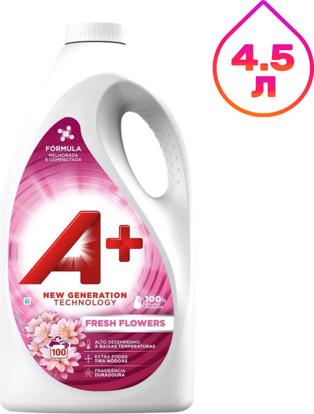 Изображение товара Гель для стирки A+ Fresh Flowers универсальный (4.5л)