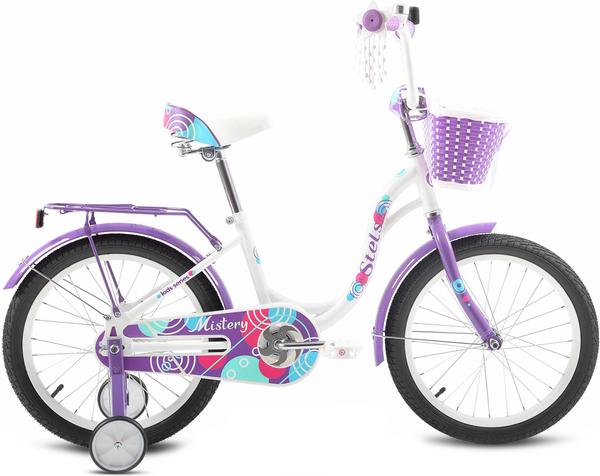 Изображение товара Детский велосипед STELS Mistery C 18 (11.2, белый/фиолетовый, разобранный, в коробке)