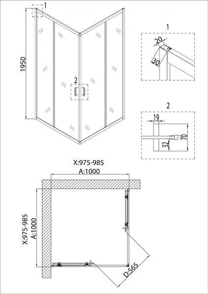Изображение товара Душевой уголок Niagara NG-6809-08 100x100x195 (черный)