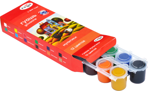 Изображение товара Гуашь ГАММА Мультики / 100222-12 (12цв)