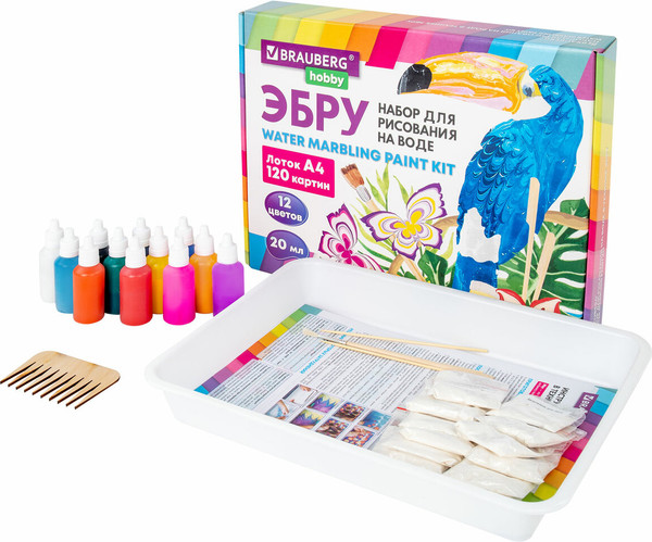Изображение товара Набор для творчества Brauberg Hobby Эбру. Рисование на воде / 665356 (12цв)