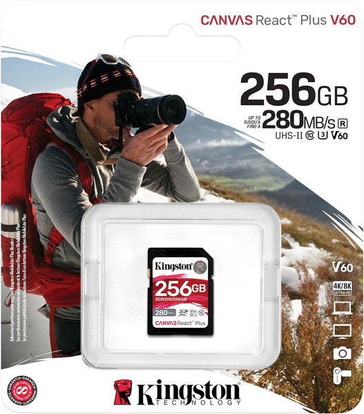 Изображение товара Карта памяти Kingston Canvas React Plus SDXC UHS-II 256GB (SDR2V6/256GB)