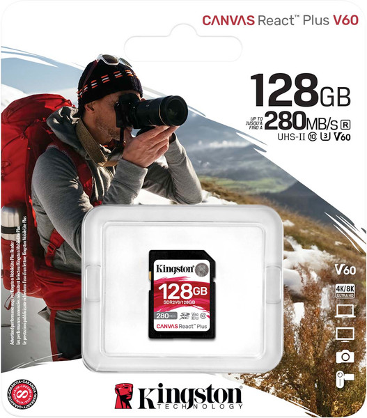 Изображение товара Карта памяти Kingston Canvas React Plus SDXC UHS-II 128GB (SDR2V6/128GB)