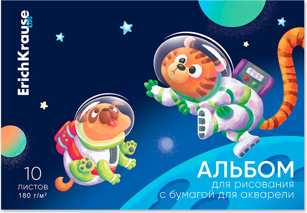 Изображение товара Альбом для рисования Erich Krause Space Animals для акварели / 61507
