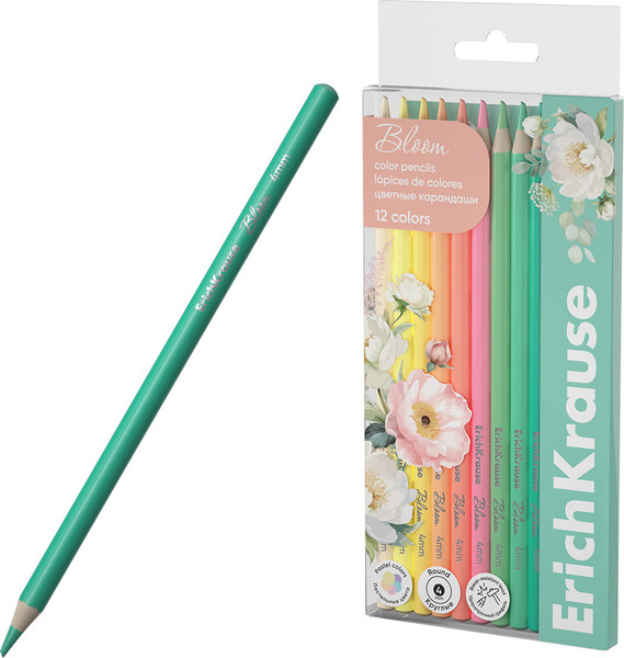 Изображение товара Набор цветных карандашей Erich Krause Pastel Bloom / 61821 (12цв)