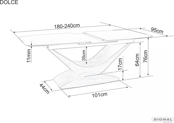 Изображение товара Обеденный стол Signal Dolce Ceramic Statuario Venato 180-240x95x76 (белый/дуб)