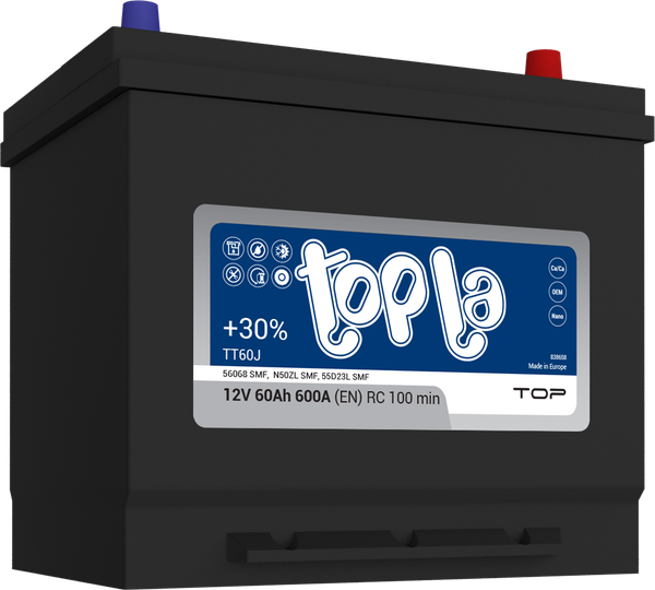 Изображение товара Автомобильный аккумулятор Topla R+ Top 60R D23 нижний (60 А/ч)