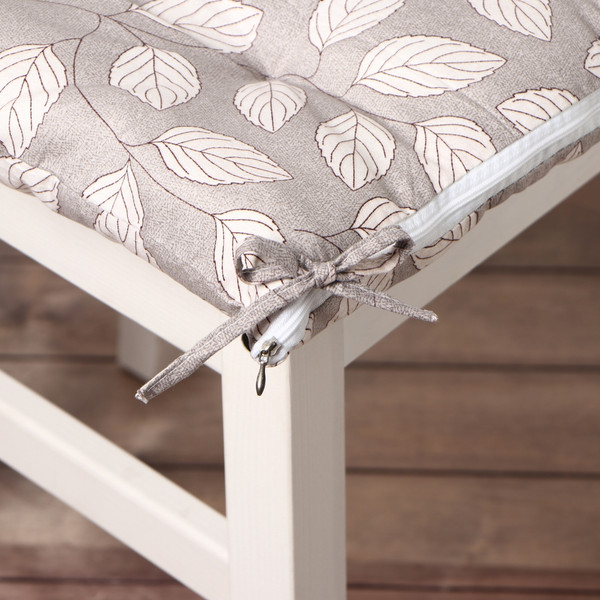 Изображение товара Подушка на стул Этель Листья / 10713153 (40x40, серый)