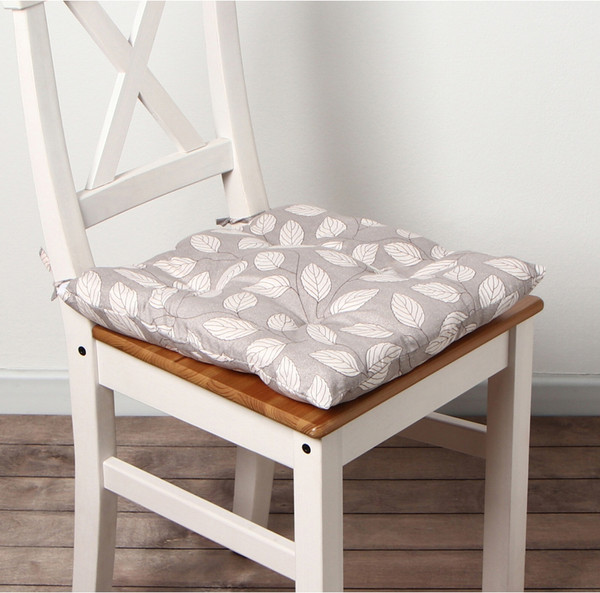 Изображение товара Подушка на стул Этель Листья / 10713153 (40x40, серый)