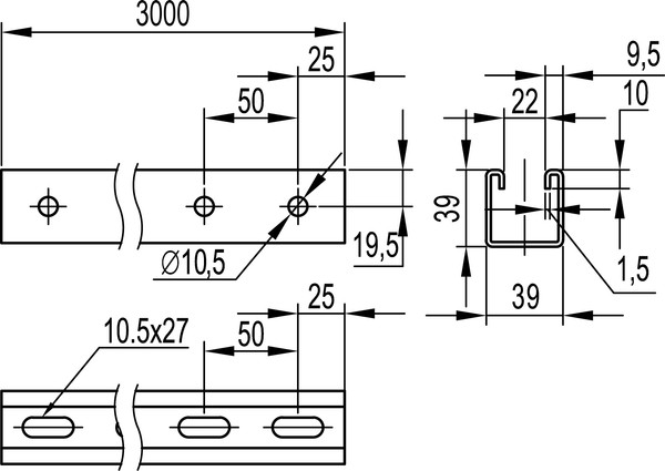 Изображение товара Профиль монтажный DKC С-образный 41x41 L3000 / BPL4130