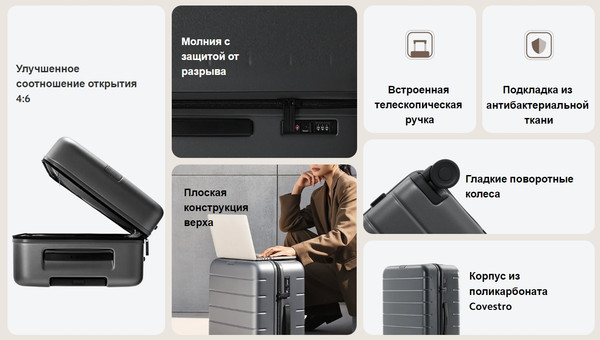 Изображение товара Чемодан на колесах Xiaomi Luggage Classic Pro 28 BHR8604GL (серый)